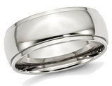 Men's Chisel Stainless Steel 8mm Ridged Edge Polished Wedding Band Ring